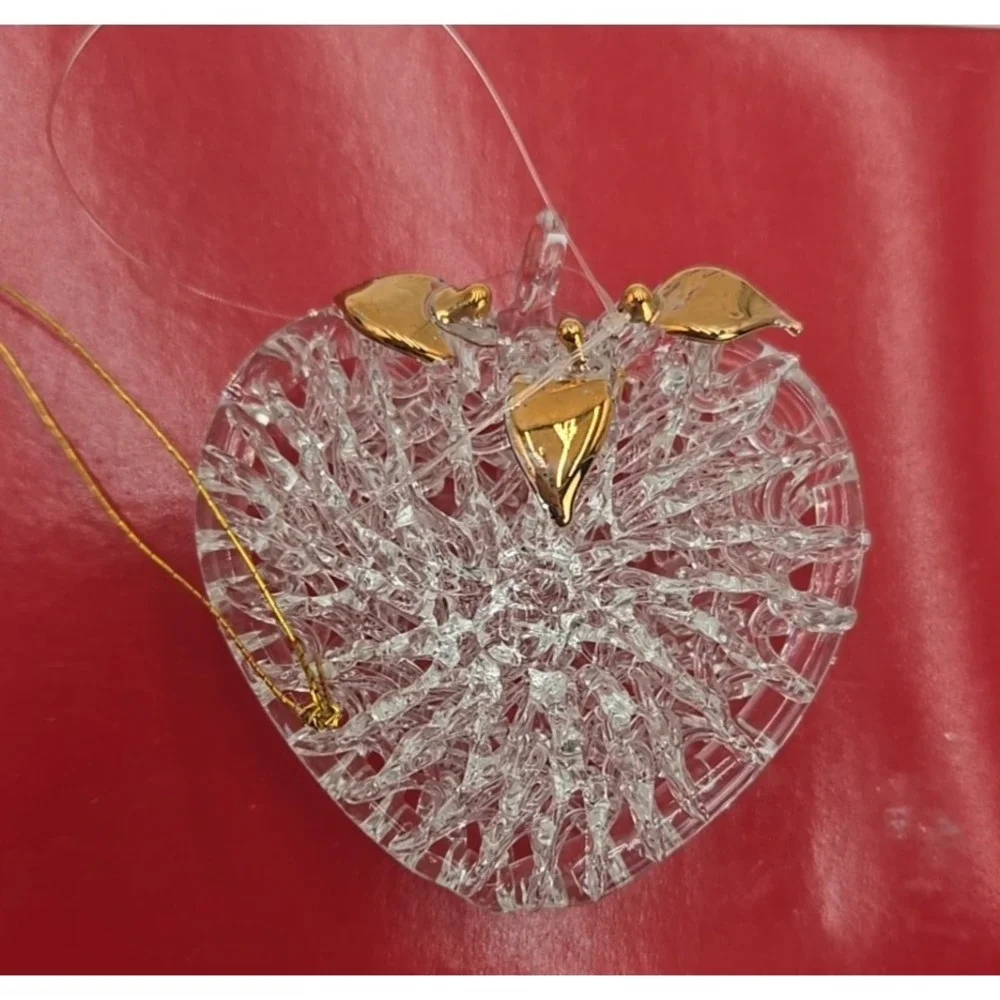 Vtg Silvestri Hand Spun Glass Figurine Ornament Pitcher Heart‎ W/ Box